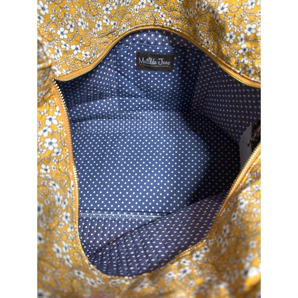 Matilda Jane Shay Quilted Tote Bag Yellow Floral Polka Dot Lined NWT
